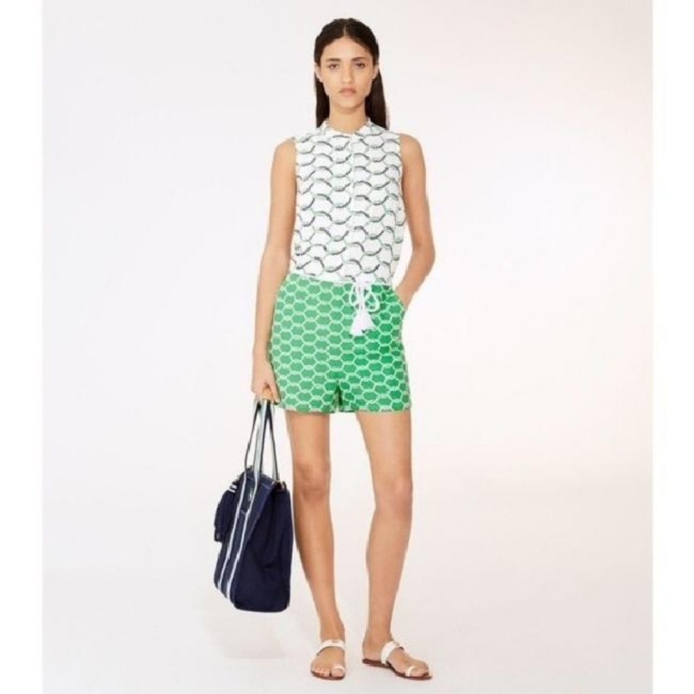 Tory Burch White Green Isle Rope Romper/Jumpsuit